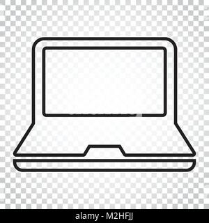 Computer notebook Vector Illustration in line Stil. Monitor Flachbild-Symbol. Einfaches Geschäftskonzept Piktogramm auf isolierten Hintergrund. Stock Vektor