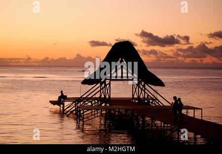 Am Pier Hotel "Victoria" in der Nähe von Pointe Aux Piments, Mauritius Stockfoto