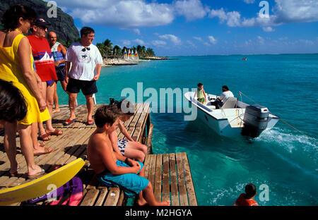 Am Pier der Halbinsel Le Morne, Mauritius Stockfoto