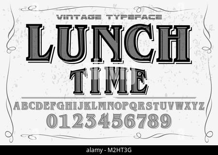 Vintage font Alphabet handcrafted Vektor genannt Mittagessen Zeit Stockfoto