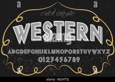 Vintage font Alphabet handcrafted Vektor mit dem Namen Western Stockfoto