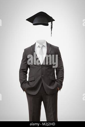 Mann ohne Kopf mit surreal Floating hat Stockfoto