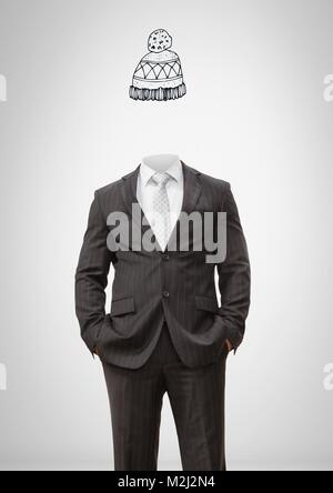 Mann ohne Kopf mit surreal Floating hat Zeichnung Stockfoto