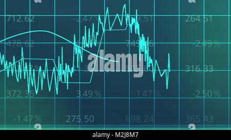 Aufstieg und Fall Kurven auf elektronischen Schaltplan, statistische Analyse Präsentation, Stock Bild Stockfoto