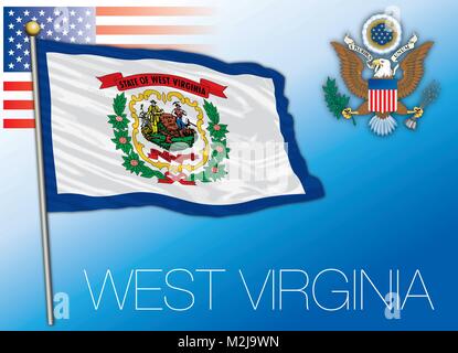 West Virginia Bundesland Flagge, United States Stock Vektor