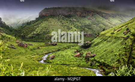 Blick vom Rock Lodge an der Giant's Castle - Drakensburg Berge, Kwazulu-Natal Provinz - Südafrika Stockfoto