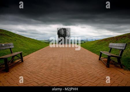 Denkmal am Nelson Mandela Erfassen, Howick, Kwazulu-Natal Provinz, Südafrika - Blick auf Perspektive Denkmal von Nelson Mandela's Kopf Stockfoto