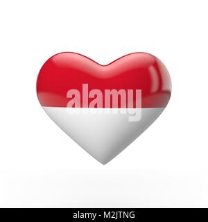 Indonesien Herz Flagge. 3D-Rendering Stockfoto