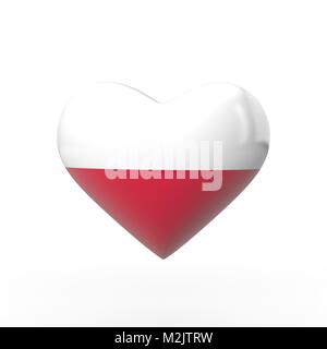 Polen Herz Flagge. 3D-Rendering Stockfoto
