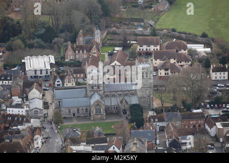 Eine Luftaufnahme von Wimborne Minster, Dorset Stockfoto