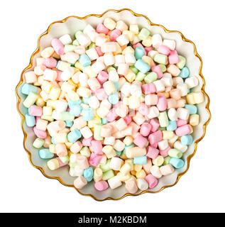 Süß lecker farbige Marshmallow mini auf Weiß Stockfoto