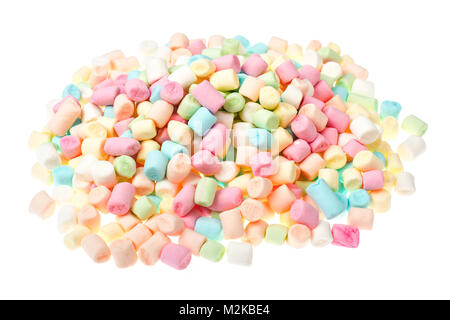 Süß lecker farbige Marshmallow mini auf Weiß Stockfoto