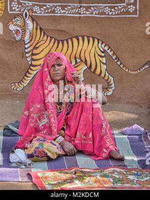 Rajasthani Portrait, Udaipur, Rajasthan, Indien Stockfoto