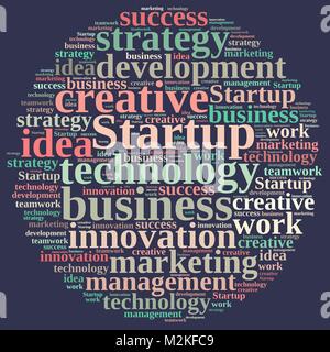 Abbildung: Mit word Cloud mit dem Wort Start. Stockfoto