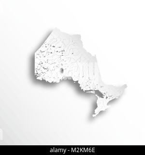 Provinzen und Territorien Kanadas - Karte von Ontario mit Papier schneiden. Flüsse und Seen sind dargestellt. Stock Vektor