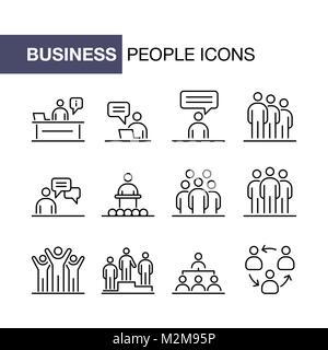 Geschäftsleute Icons Set einfache Linie flache Abbildung. Stock Vektor