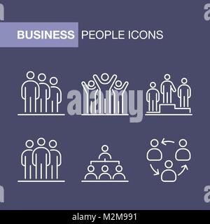 Geschäftsleute Icons Set einfache Linie flache Abbildung. Stock Vektor
