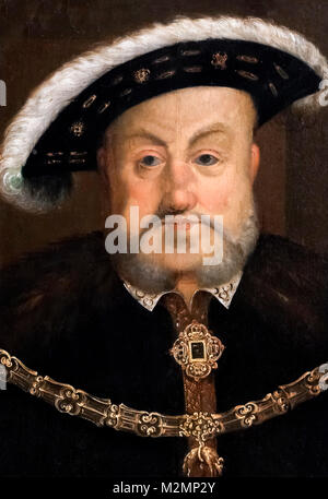 Henry VIII. Porträt von König Henry VIII, nachdem Hans Holbein der Jüngere, Öl auf Leinwand, 1536-37 Stockfoto