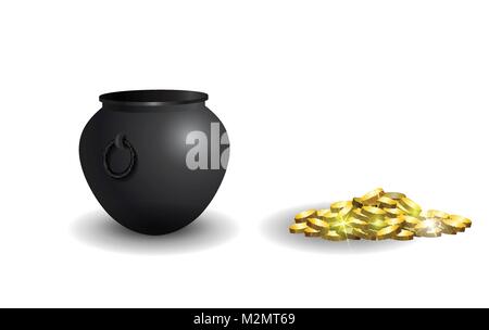 Hexen Kessel mit Zaubertrank auf weißem Hintergrund Stock Vektor