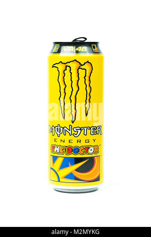 Trieste, Italien - 19 August 2016: ein Monster Energy Drink. Valentino Rossi VR 46 Sonderausgabe kann. In "Monster 2002 eingeführt hat jetzt über 30 d Stockfoto