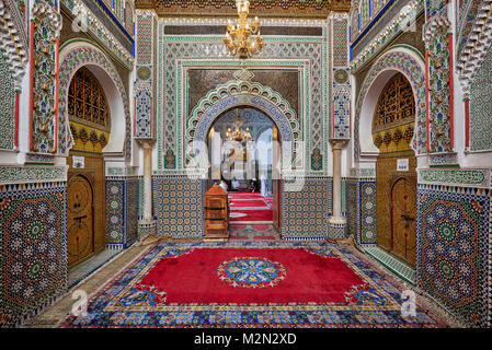 Innere Aufnahme der Zaouia de Moulay Idriss, Fes, Marokko, Afrika Stockfoto