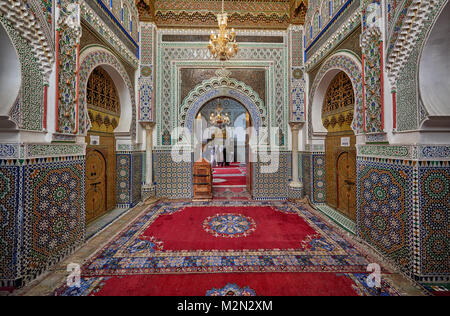 Innere Aufnahme der Zaouia de Moulay Idriss, Fes, Marokko, Afrika Stockfoto