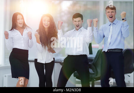 Porträt eines siegreichen Business Team Stockfoto