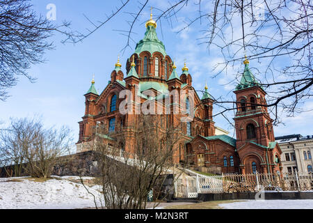 Uspenski-kathedrale (Uspenskin katedraali), einem Östlichen Orthodoxen Kathedrale, die 1352 von der Jungfrau Maria gewidmet. Helsinki, Finnland Stockfoto