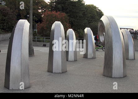 Seattle, Washington - September 7, 2015: Coole Statuen an Ballard Locks in Seattle, Washington Stockfoto