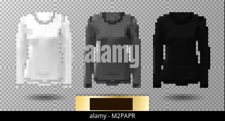 Langarm Shirt leer. Vektor weißen, grauen und schwarzen Hemd mockup. Stock Vektor