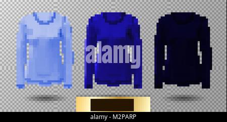 Langarm Shirt leer. Vektor blaues Hemd mockup. Stock Vektor