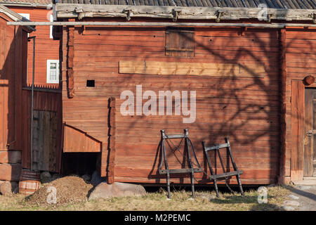 Delsbo Gehöft, Delsbogården, Skansen (Stockholm, Schweden) Stockfoto