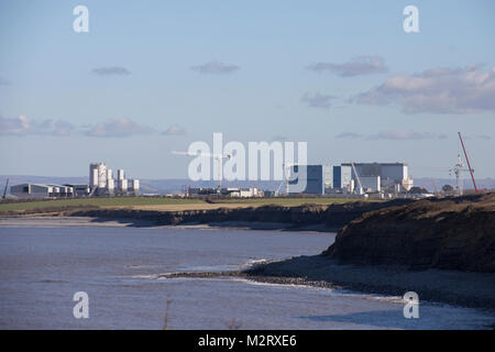 Landschaft Bild von Hinkley C Kernkraftwerk und Baustelle der neuen Einheit in 2018 Stockfoto