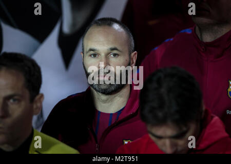 Valencia, Spanien. 08 Feb, 2018. ANDRES INIESTA während der spanische König Pokalspiel zwischen dem Valencia CF vs FC Barcelona im Stadium Mestalla am 8. Februar 2018. Credit: Gtres Información más Comuniación auf Linie, S.L./Alamy leben Nachrichten Stockfoto