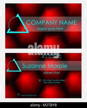 Business Card Design auf dunklem Rot, abstrakten Hintergrund Visitenkarte kreative Ansatz Stock Vektor