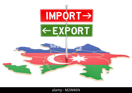 Import und Export in Aserbaidschan Konzept, 3D-Rendering auf weißem Hintergrund Stockfoto