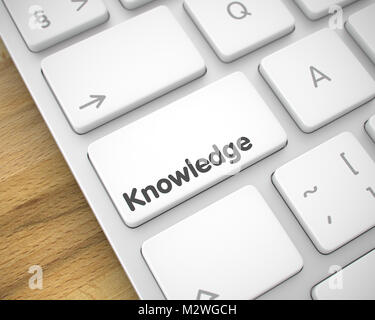 Wissen - Inschrift auf Weiße Tastatur Tastatur. 3D. Stockfoto