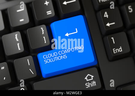 Tastatur mit blauer Schlüssel - Cloud Computing Lösungen. 3D. Stockfoto