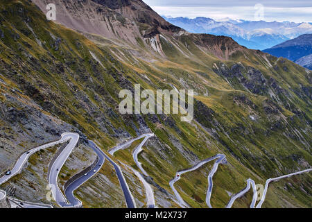 Passo dello Stelvio Serpentinen Stockfoto