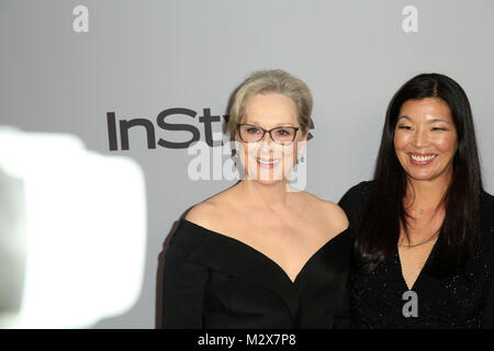 Berühmtheiten besuchen 19. jährlichen Post-Golden Globen Anbieter gehostet werden von Warner Bros. Bilder und InStyle Im Beverly Hilton Hotel in Beverly Hilton Hotel. Mit: Meryl Streep, Aktivist Ai-jen Poo Wo: Los Angeles, Kalifornien, Vereinigte Staaten, wenn: 08 Jan 2018 Credit: Brian/WENN.com Stockfoto