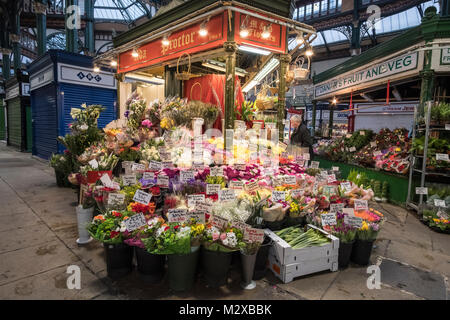 Blume Abschaltdruck an der Leeds Kirkgate Markt. Stockfoto