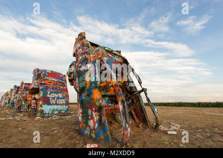 Cadillac Ranch bei Amarillo im Texas Panhandle Stockfoto