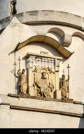 Rudolf II.-Denkmal, Reichenturm (Turm der Reichen), schiefen Turm in Bautzen, Oberlausitz, Sachsen, Deutschland Stockfoto