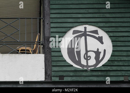 Detail der Jockey Boot und Steigbügel auf Pferd Stockfoto