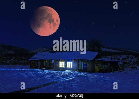 Dorf Nacht Sicht, in der Inneren Mongolei, Hulun Buir Stockfoto