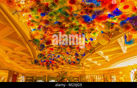 Las Vegas, USA - 05.Mai 2016: Die Hand geblasenem Glas Blume Decke im Bellagio Hotel Stockfoto