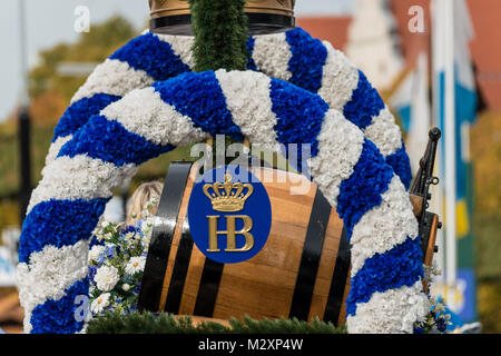 Wunderschön eingerichtete Pferd Teams von "hofbräu" Brauerei, Oktoberfest, 'Wiesn', München Stockfoto