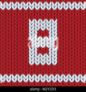 Die Zahl 8 Symbol, glücklichen Tag der Frauen Hintergrund, rote Vektor Muster gestrickt. Pullover Design. Der wollfaser Textur. Stock Vektor
