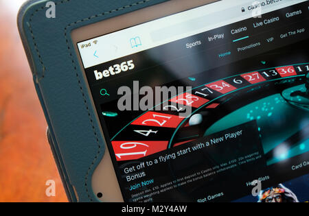 Bet365 Online Casino Gaming, Homepage Stockfoto