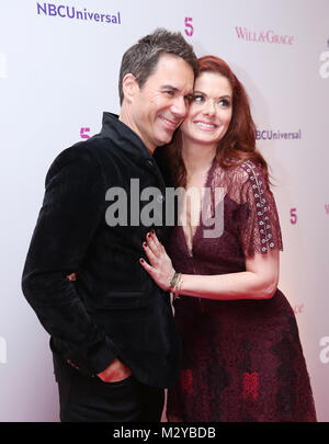 Schauspieler Eric McCormack und Debra Messing, die Stars der &Amp; die Gnade, an einem Foto bei BAFTA in London vor einem Special Screening für die kommende Serie der Show. Stockfoto